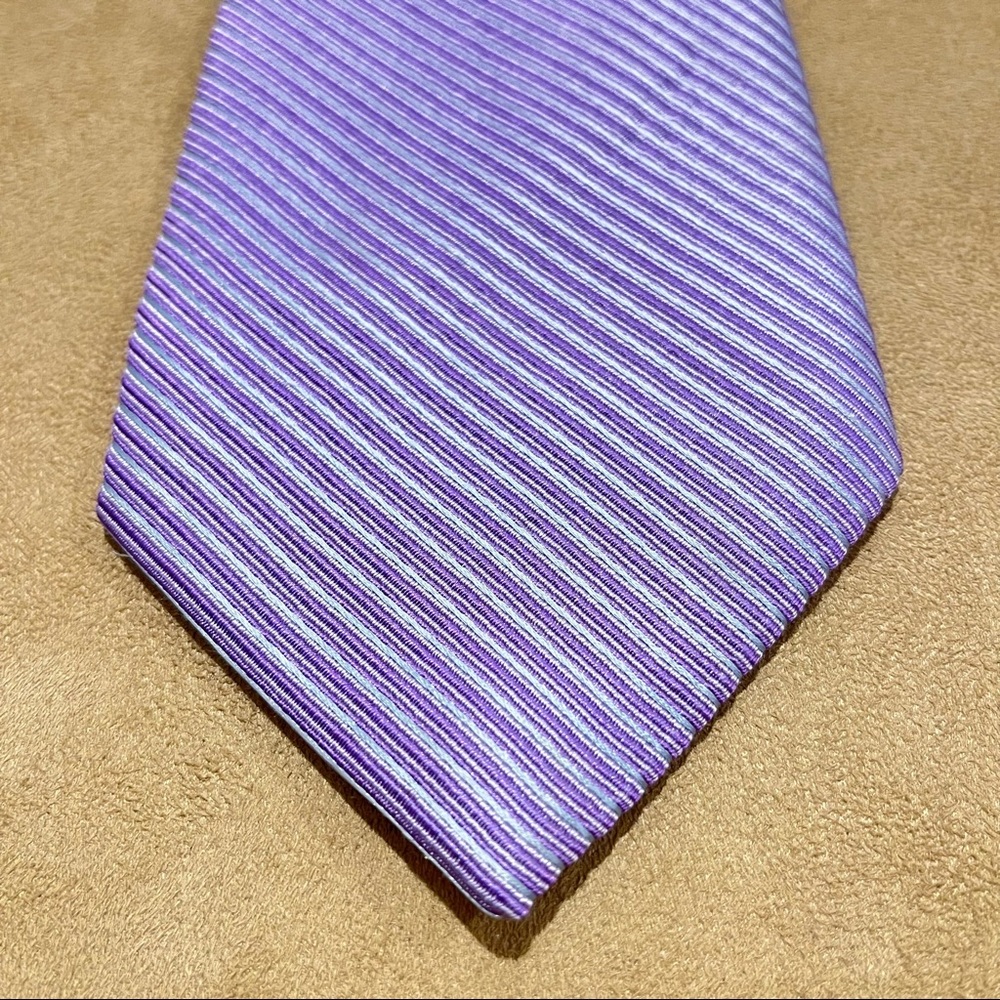 Thomas Pink Purple Diagonally Striped Tie Lavender Purple Made in Endland